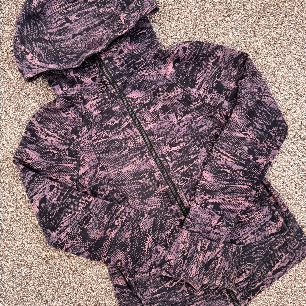 lululemon athletica Pink and Black Patterned Hooded Jacket
